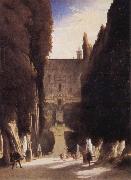 Karl Blechen The Gardens of the Villa d-Este oil painting on canvas